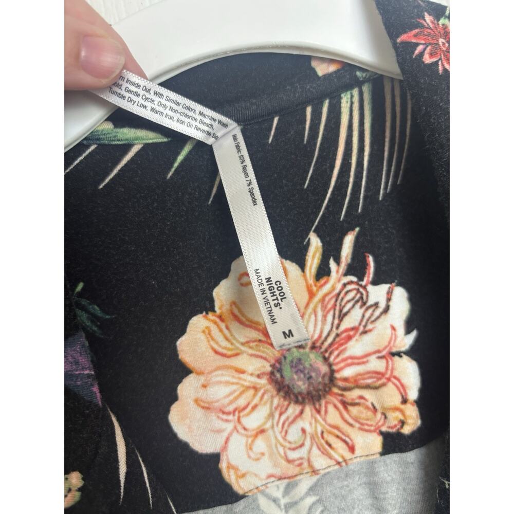 Soma Cool Nights Tropical Floral Piped Short Sleeve Top Pants PJ Set M/L - Picture 13 of 13